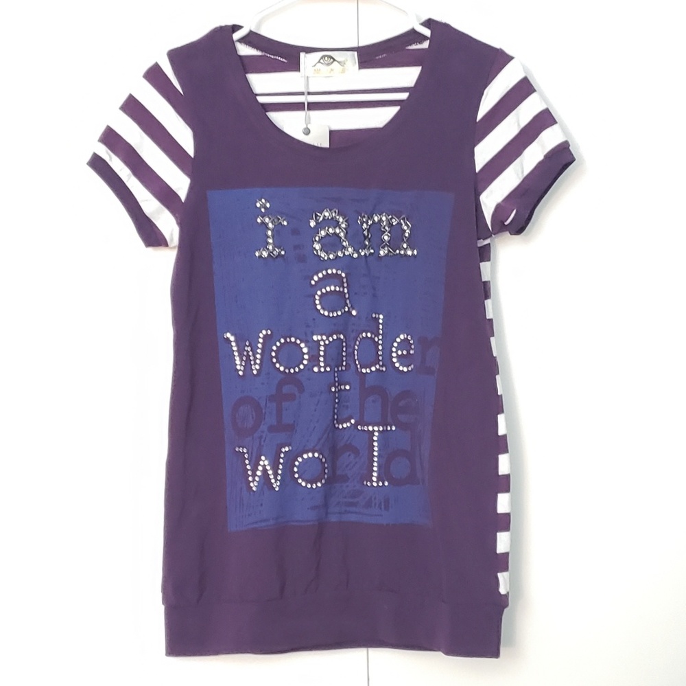 Amulette "I am a wonder of the world" striped tee